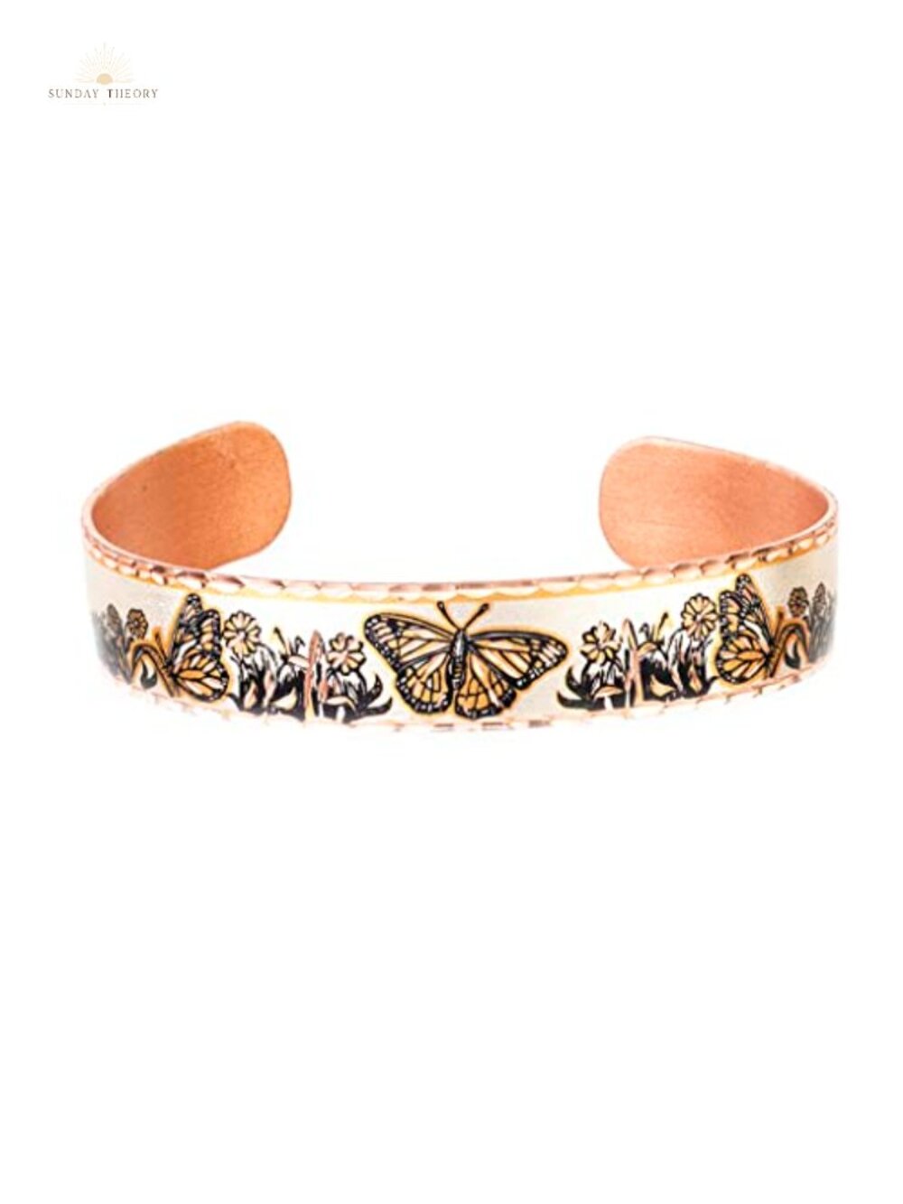 Handmade Copper Cuff Bracelet Native American Style Monarch Butterfly Design